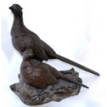 Beautiful limited edition bronze statue of Pair of Pheasant by Michael R. Tandy