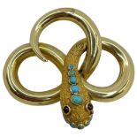 An Antique Gold and Gem Set Serpent Brooch, circa 1840.