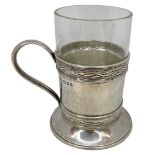 Omar Ramsden Silver and Glass Tea Holder. 168 g. London 1930