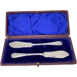 Cased Pair of Butter Knifes Sheffield 1899 James Dixon and Sons 34 g