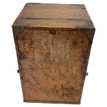 19th century mahogany and burr walnut campaign style travelling vanity box