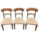 Three Victorian Upholstered Mahogany Bar Back Chairs