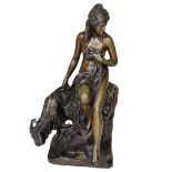 A fine 19th century bronze sculpture well cast to depict a lady bathing