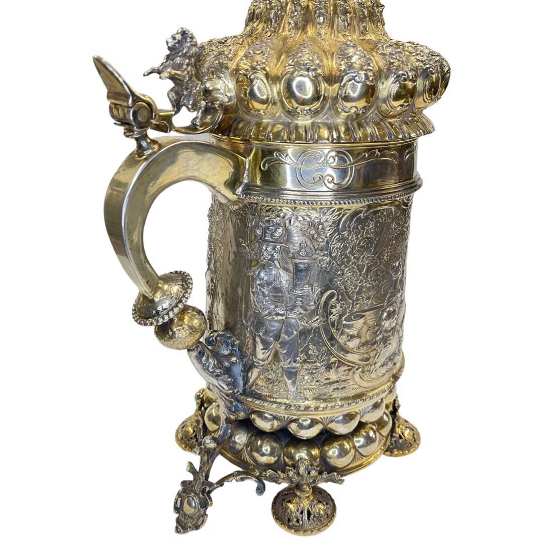 Massive German Parcel-Gilt Silver Tankard. 2719 g. Probably Neresheimer & Sohne, Hanau, Late 19th Ce - Image 5 of 7