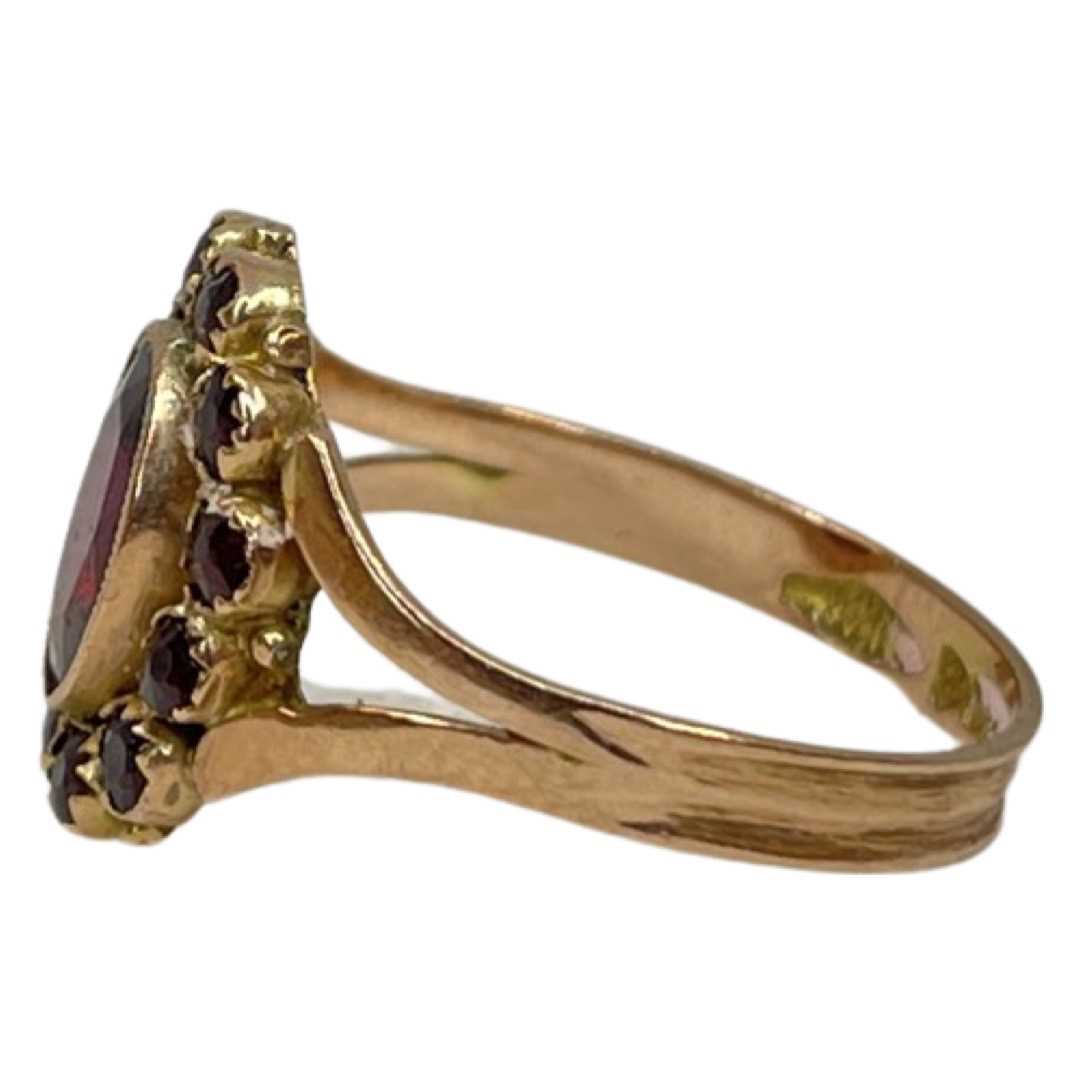 An Antique Gold Garnet and Paste Cluster Dress Ring, circa 1860. - Image 3 of 3