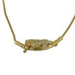 18ct Gold and Diamond Panther Necklace, 31 g