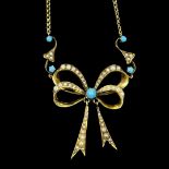 A Victorian Turquoise And Seed Pearl Neckalce