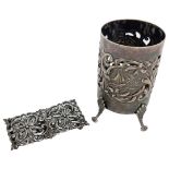 Silver Pen Holder and Belt Buckle. 900 grade, Dutch,