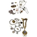 A Boxed Lot of Antique Gold, Silver and Gem Set Jewellery.