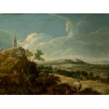 CIRCLE OF LUCAS VAN UDEN (FLEMISH, 17TH CENTURY) PANORAMIC LANDSCAPE WITH FIGURES