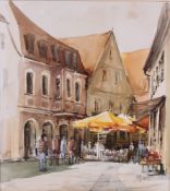 Bayreuth. 20. Jh Aquarell. Blick in die Sophienstraße von Bayreuth. Rechts u. sign. " Nojuzk