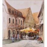 Bayreuth. 20. Jh Aquarell. Blick in die Sophienstraße von Bayreuth. Rechts u. sign. " Nojuzk