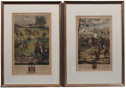 Blome, Richard. 1660-1705. Sechs kolorierte Jagd-Lithographien. Bez."The Fox Hunting, The Pa