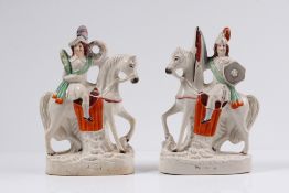 Paar Figuren. Staffordshire, um 1870. Keramik. "War and Peace". H: 30 cm.