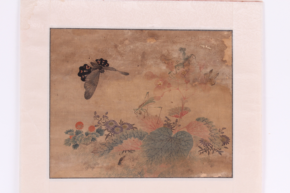 Paar Aquarelle. Japan, 19. Jh. Reiher und Vogelpaar. Farbige Malerei auf Japanpapier. Unter G