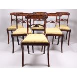 Suite von sechs Stühlen. England, 19. Jh. Palisanderholz. Trapezförmiger Rahmen, Säbelbein