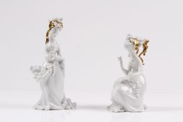 Paar Porzellanfiguren. Rosenthal, 20. Jh. Weißes Porzellan, partiell vergoldet. "Die Betrach