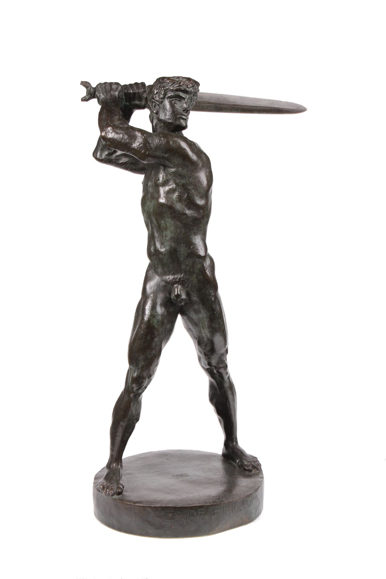 Franz von Stuck. Tettenweis 1863-1928 München. "FEINDE RINGSUM" Bronze, dunkelbraun patinier