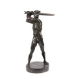 Franz von Stuck. Tettenweis 1863-1928 München. "FEINDE RINGSUM" Bronze, dunkelbraun patinier