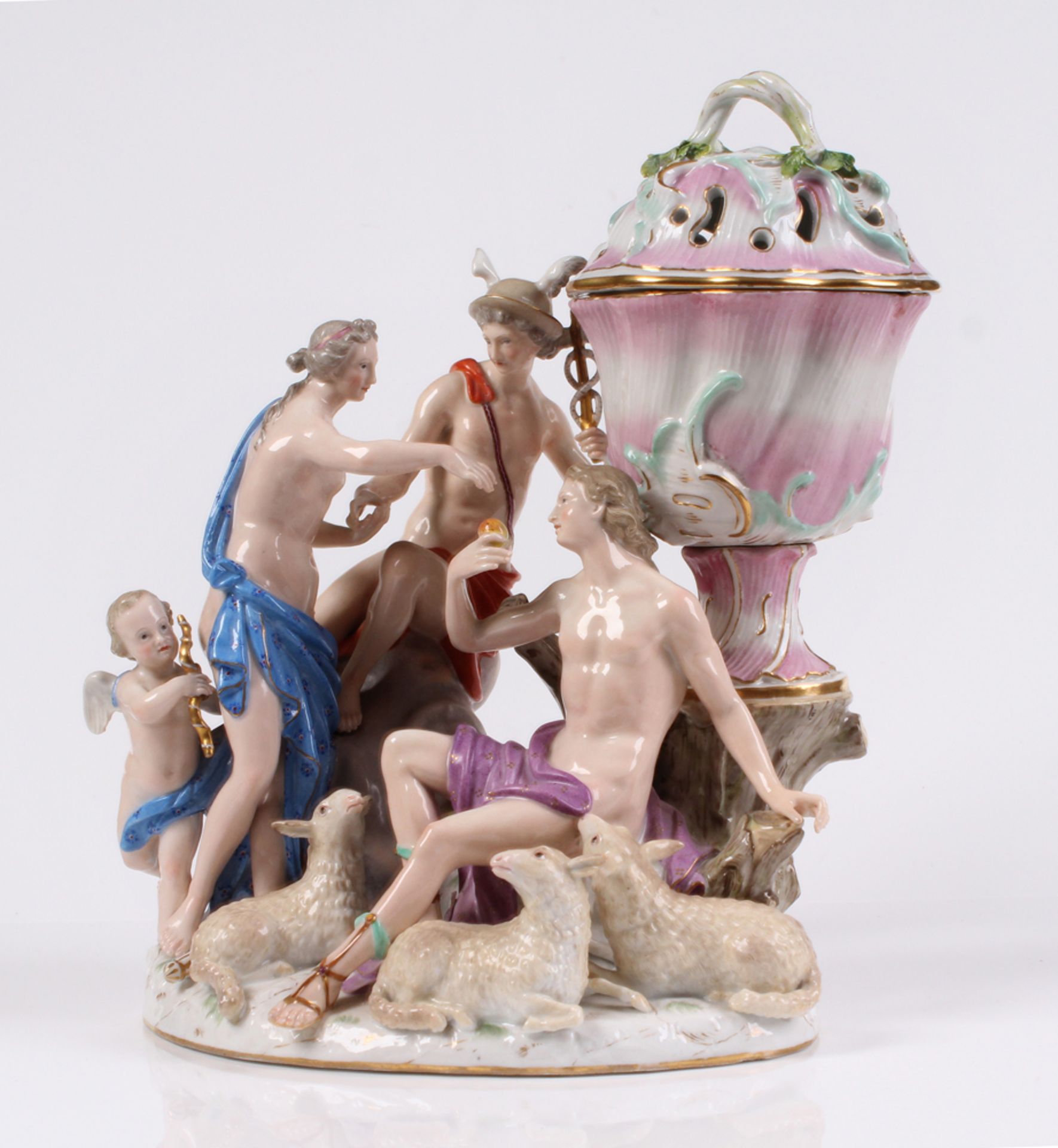 Figurengruppe. Meissen, 19. Jh. Urteil des Paris. Große Figurengruppe mit Hermes, dem trojan - Image 2 of 11