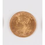 20 Franken Helvetia 1947 B, Gold. Gew: