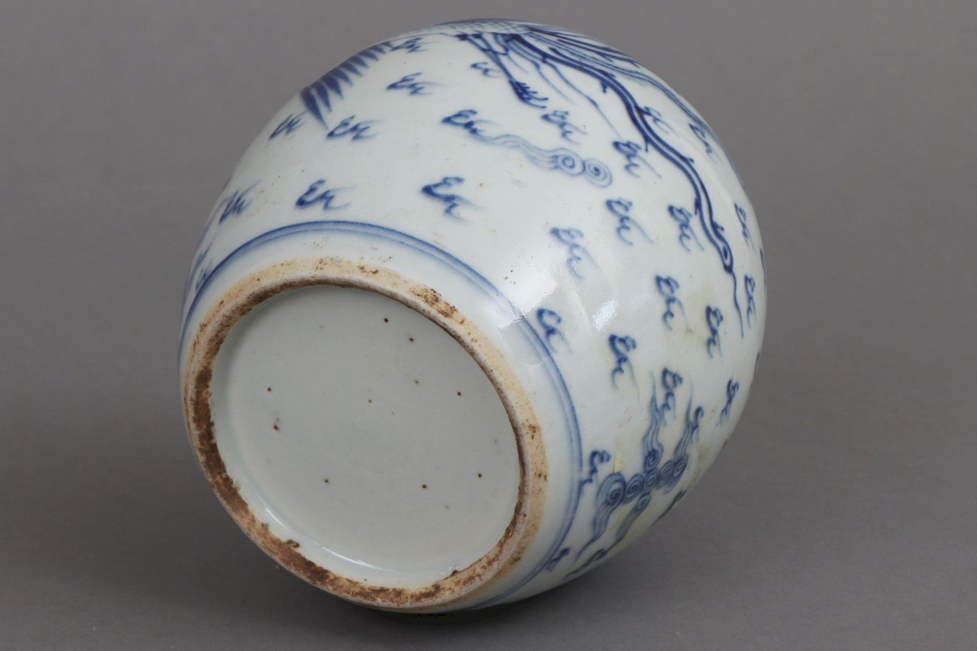 Chinesische Teedose mit Blaumalerei - Bild 3 aus 3