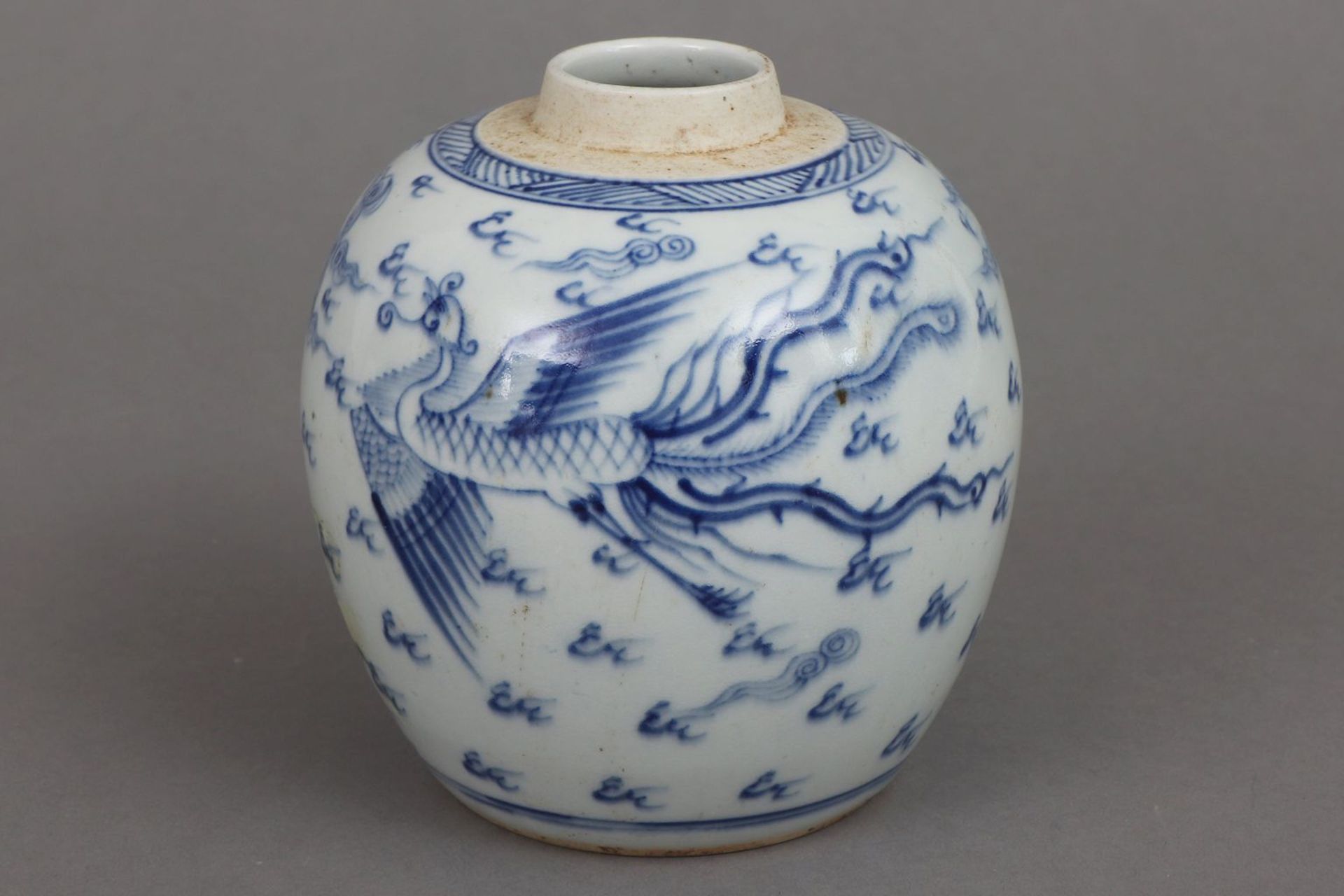 Chinesische Teedose mit Blaumalerei - Bild 2 aus 3