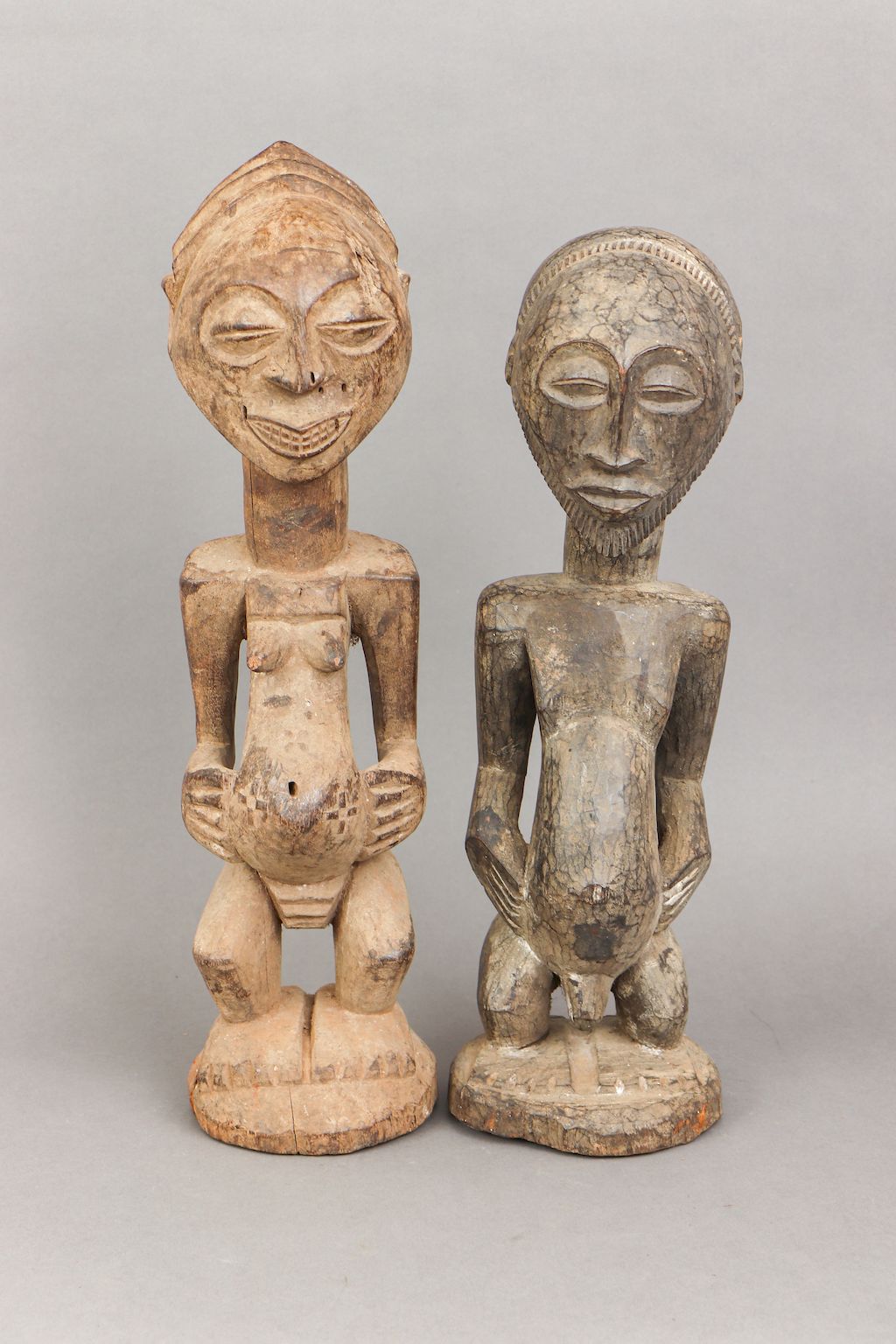 2 afrikanische Fruchtbarkeitsfiguren der Songye, Kongo