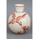 ROSENTHAL Craquelee-Vase mit Paradiesvogeldekor