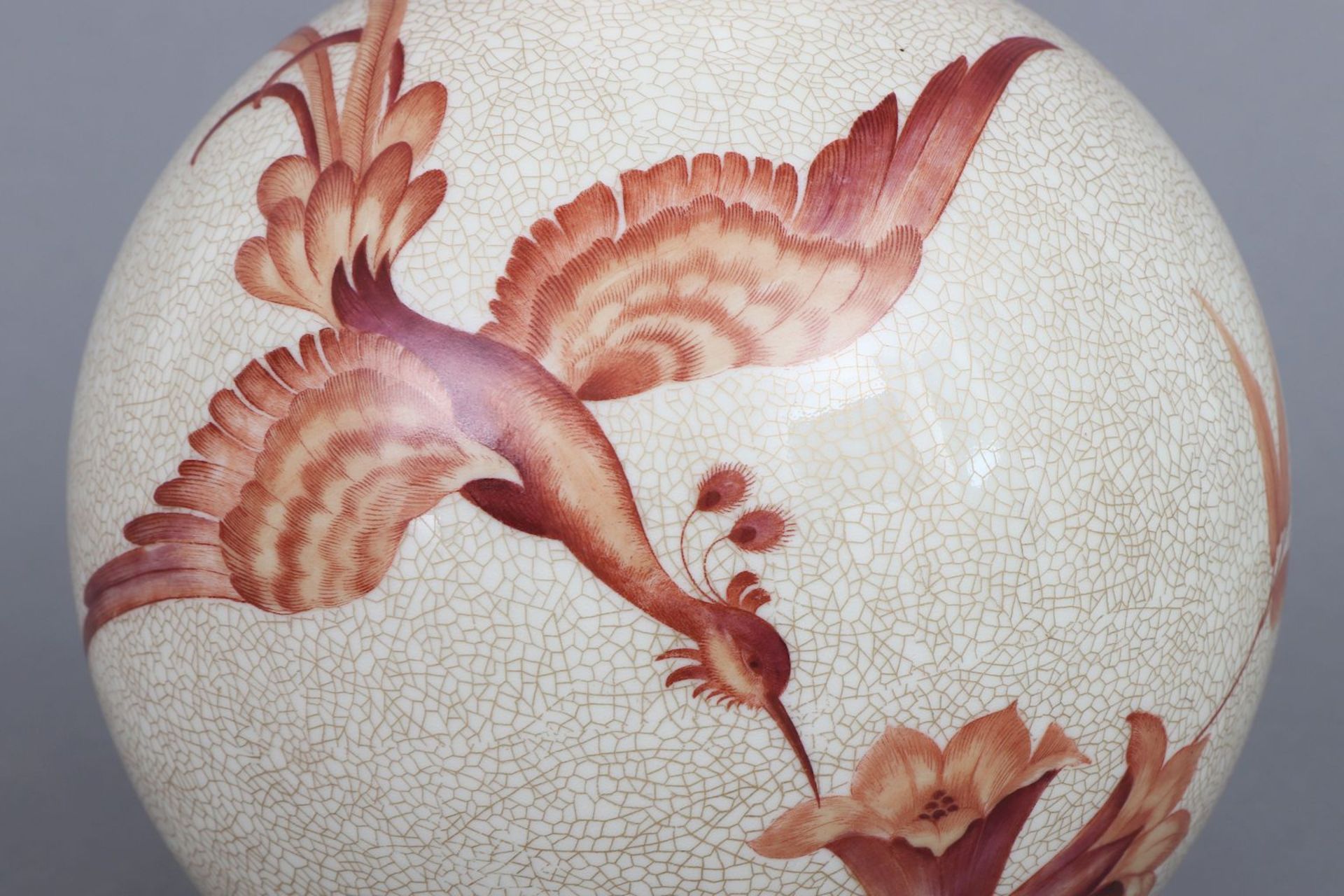 ROSENTHAL Craquelee-Vase mit Paradiesvogeldekor - Bild 2 aus 5