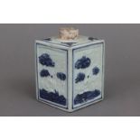 Chinesische Teedose mit Blaumalerei