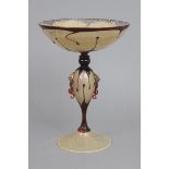 Murano Glas-Tazza (Fußschale)wohl Salviati, rubinrot u. goldgesprenkeltes Glas, runde Schale auf