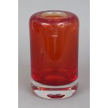 GUNTER LAMBERT Glas-Vaseorangefarbenes und farbloses Glas, zylindrischer, dickwandiger Korpus, H ca.