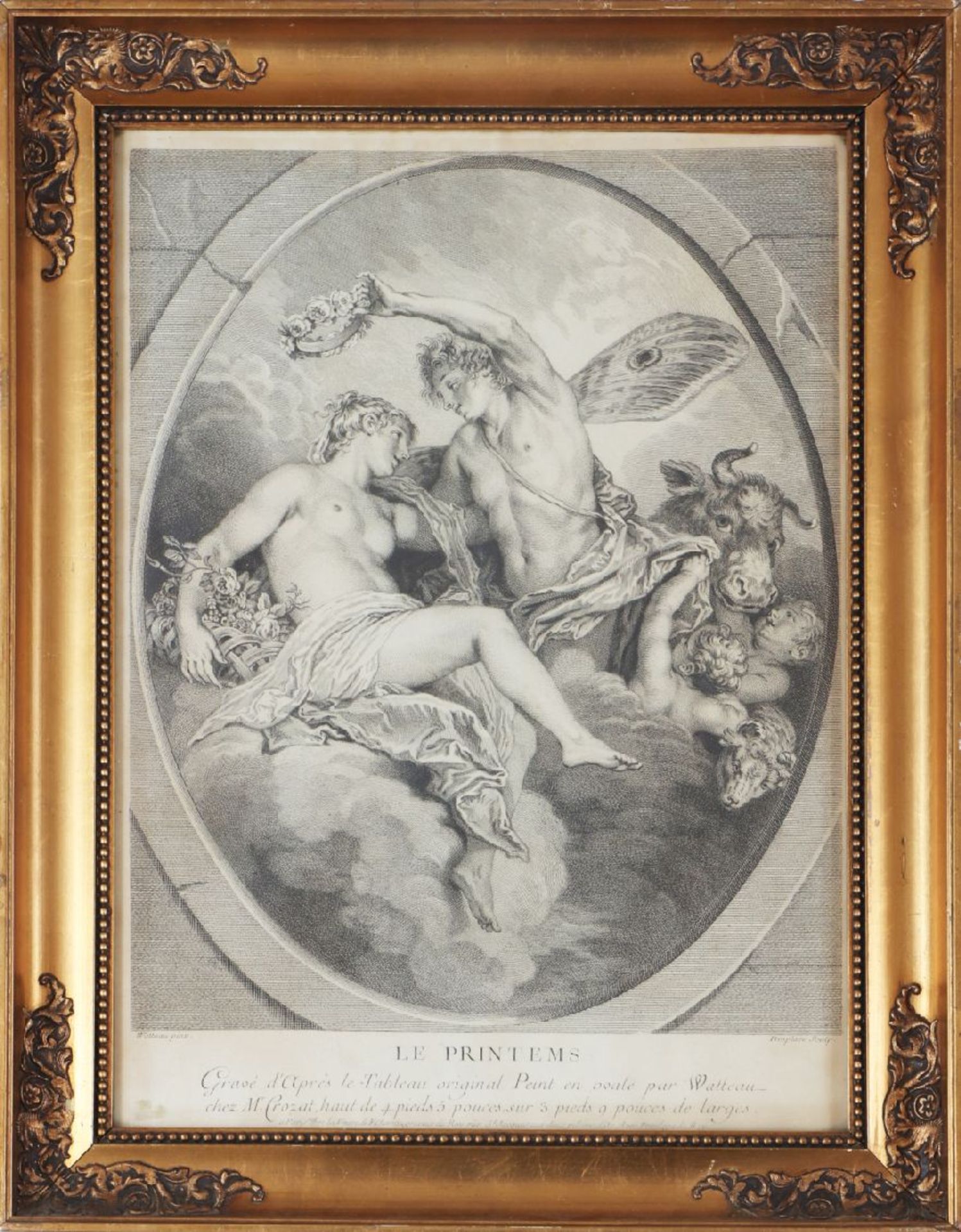 LOUIS DESPLACES (1682 Paris - 1739 ebenda) nach ANTOINE WATTEAUKupferstich, ¨Le Printimps¨ (im