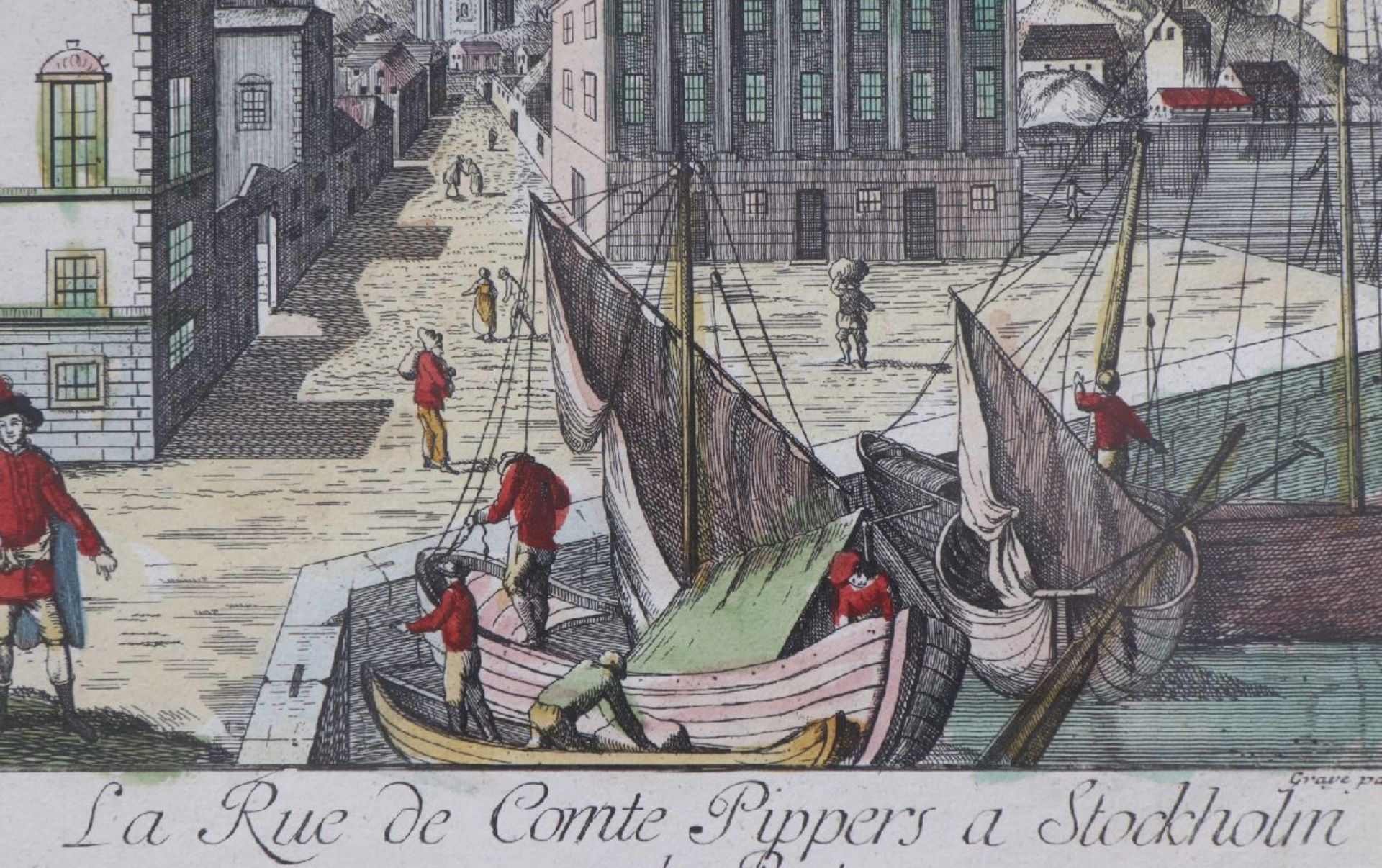 4 Guckkastenbilder des 18. Jahrhunderts ¨Stockholm¨aus ¨Collection des Prospects¨, u.a. colorierte - Bild 2 aus 5