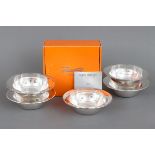 6 ZANETTO (Italia) ¨finger bowls¨versilbertes Metall und farbloses Glas, runde, vertiefte Schalen