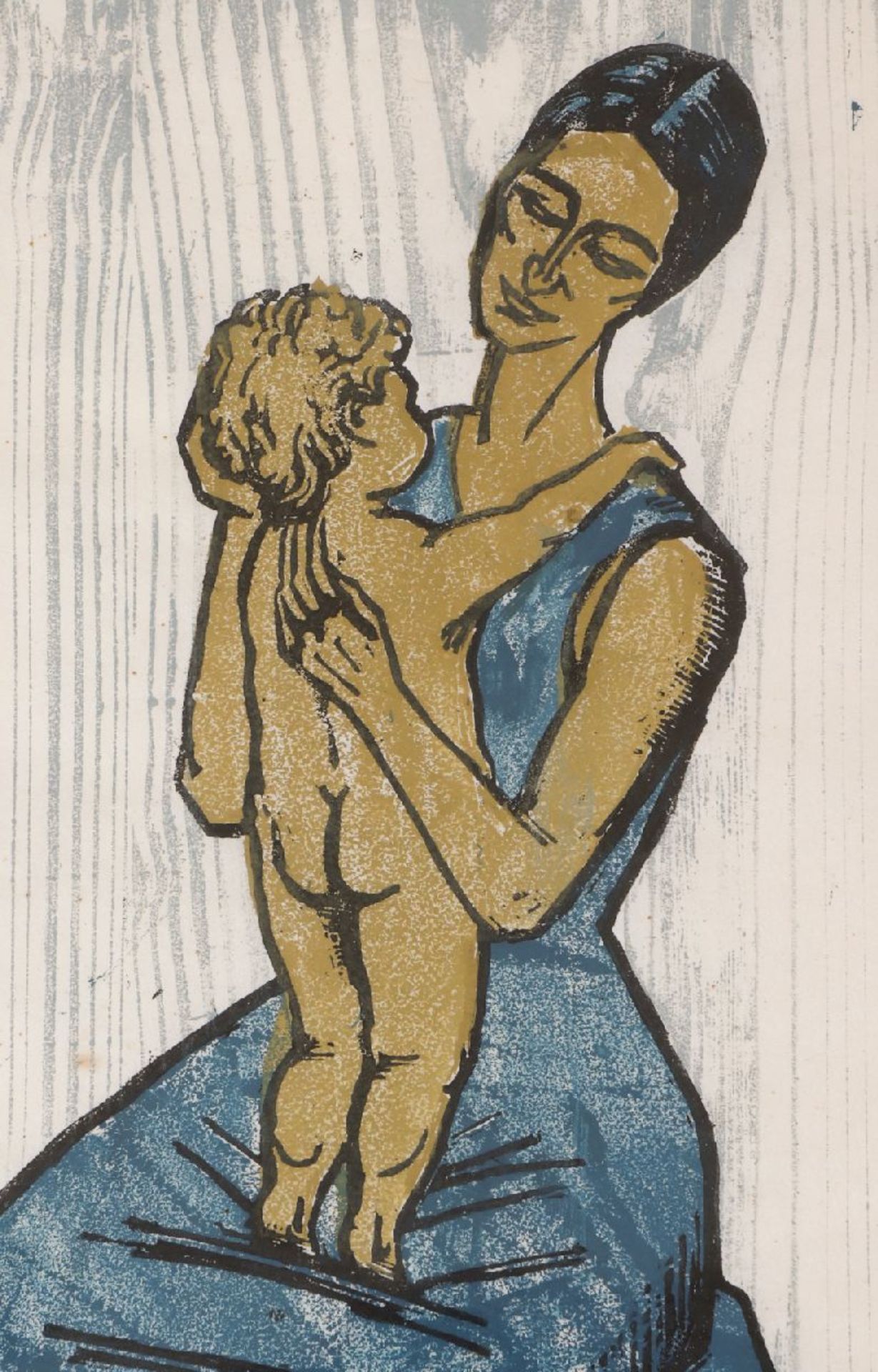 OTTO RAHM (1904 Hamburg - 1994 Deinste)Handkolorierter Holzschnitt, ¨Mutter mit Kind¨, unten - Bild 2 aus 3