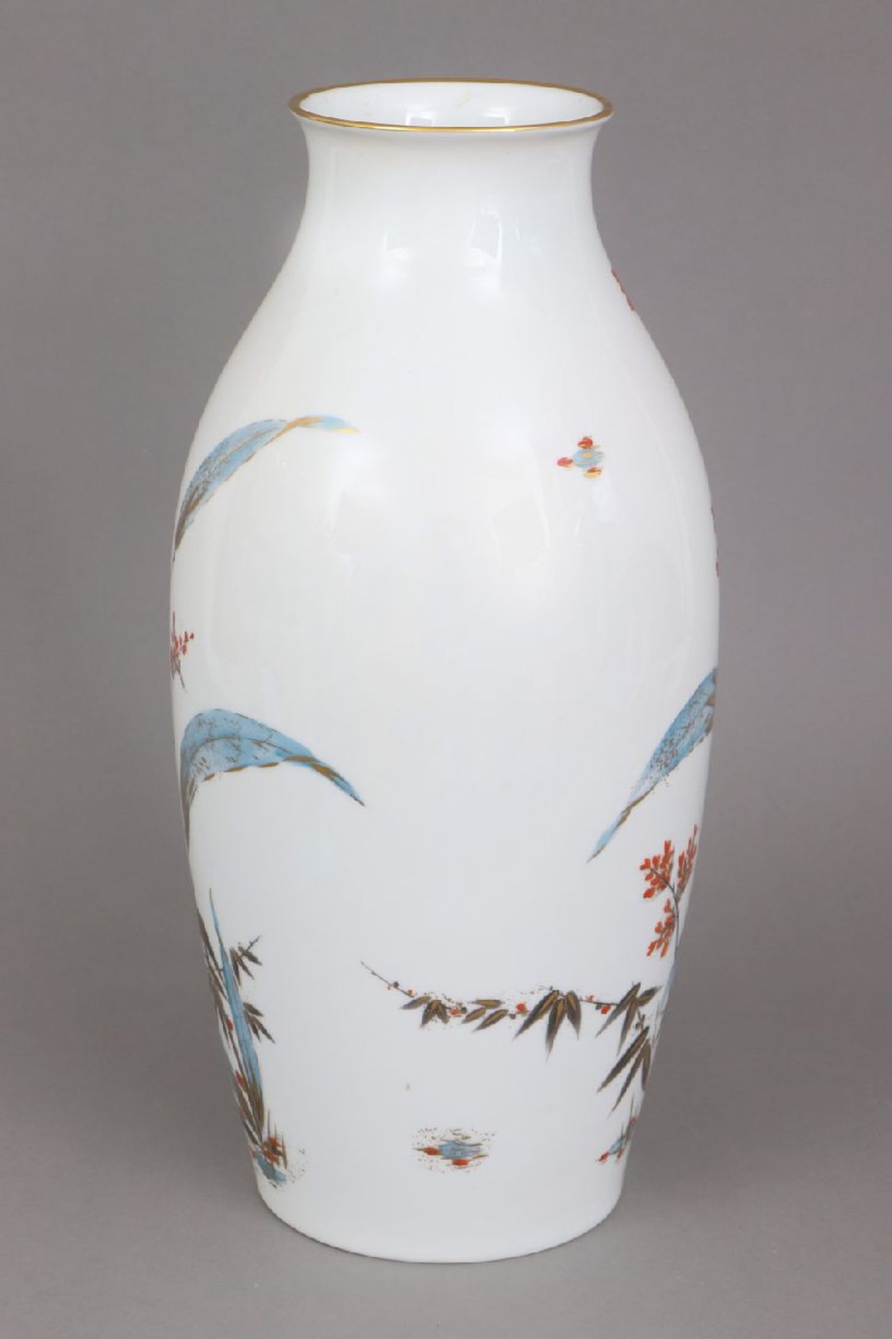 ROSENTHAL Vase mit Gräserdekorum 1960, spindelförmiger Korpus, umlaufend mit buntem Gräserdekor - Image 3 of 5