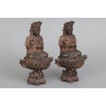 Paar chinesische Bronze-Figuren, Ritualbrenner im sino-tibetanischen StilBronze (2-teilige