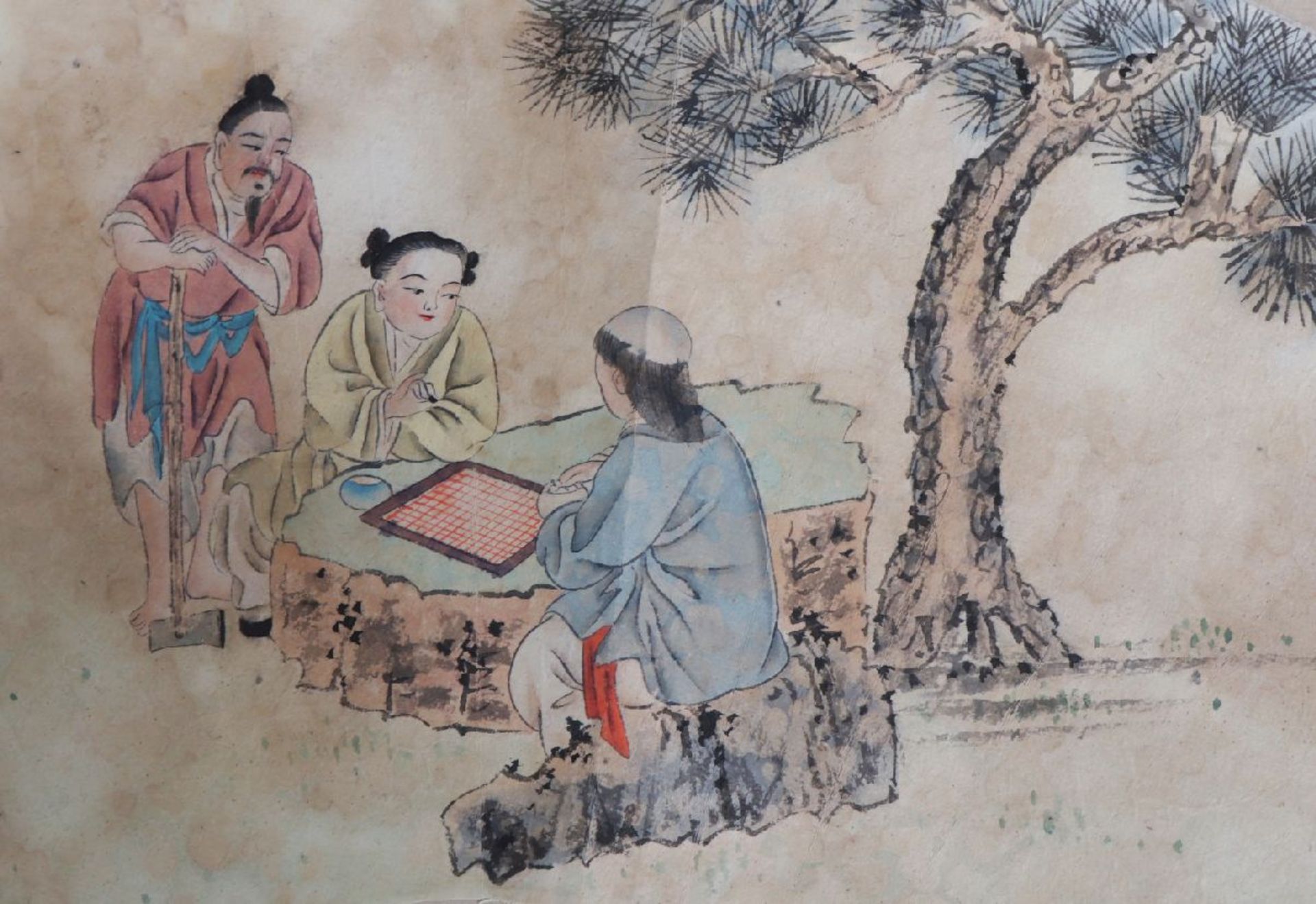 2 chinesische FächerentwürfeTusche auf Papier, 1x mythologische Szene ¨Asiate auf Fisch reitend¨, - Bild 3 aus 6