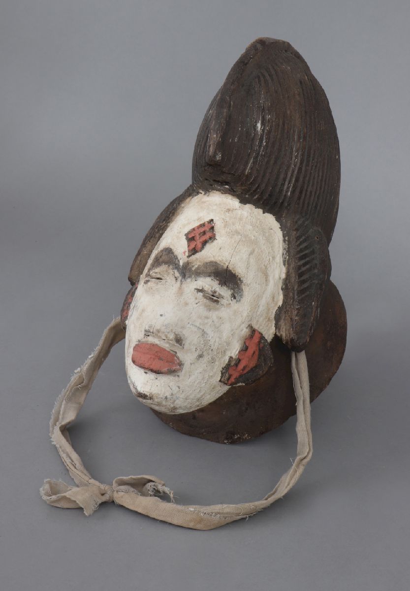 Afrikanische Kifwebe Tanzmaske/Aufsatz, Songye, KongoHolz, geschnitzt, weibliches Gesicht mit