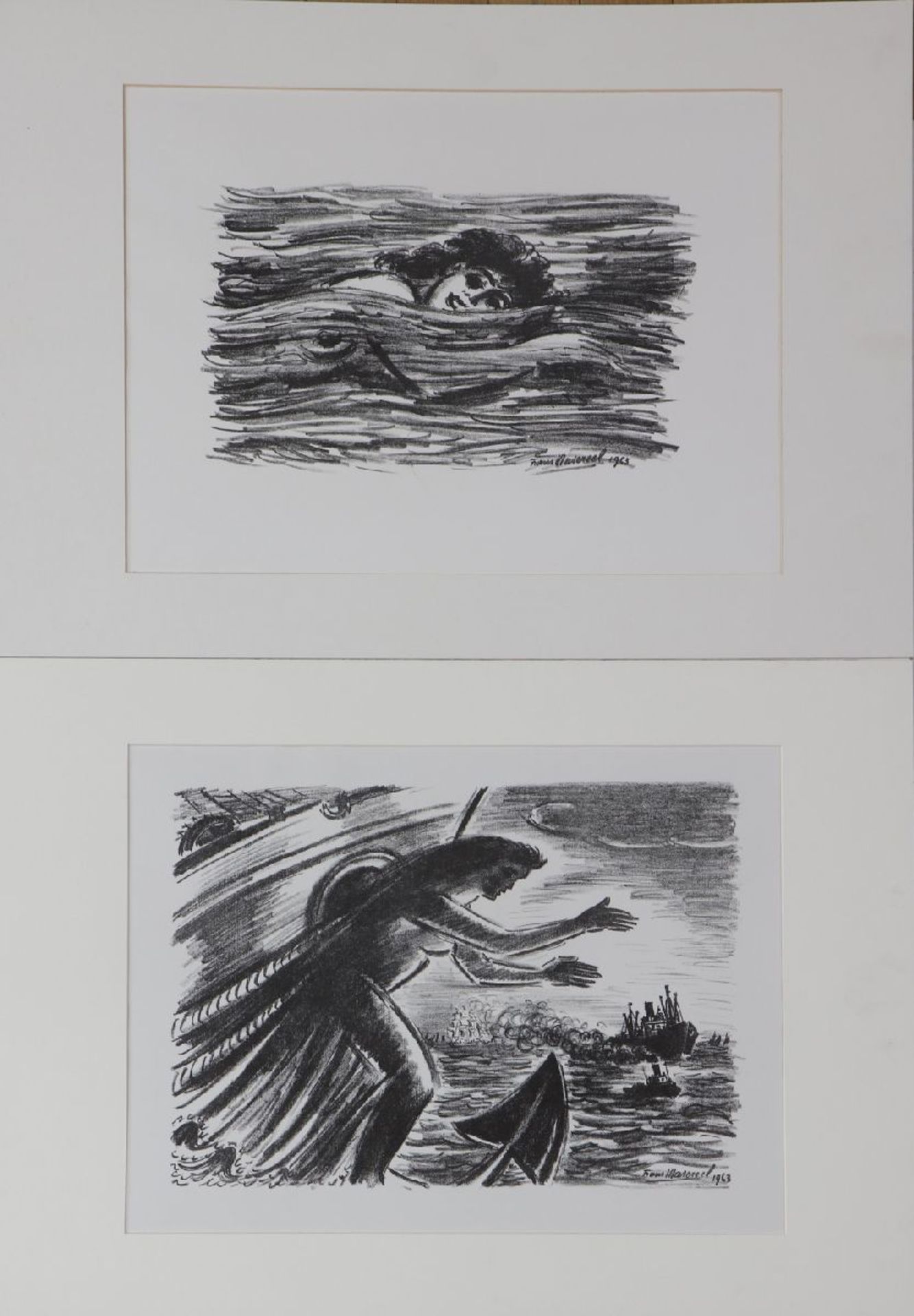 FRANS MASEREEL (1889 Blankenberge/Belgien - 1972 Avignon/Frankreich)2 Kreidelithografien, 1x ¨