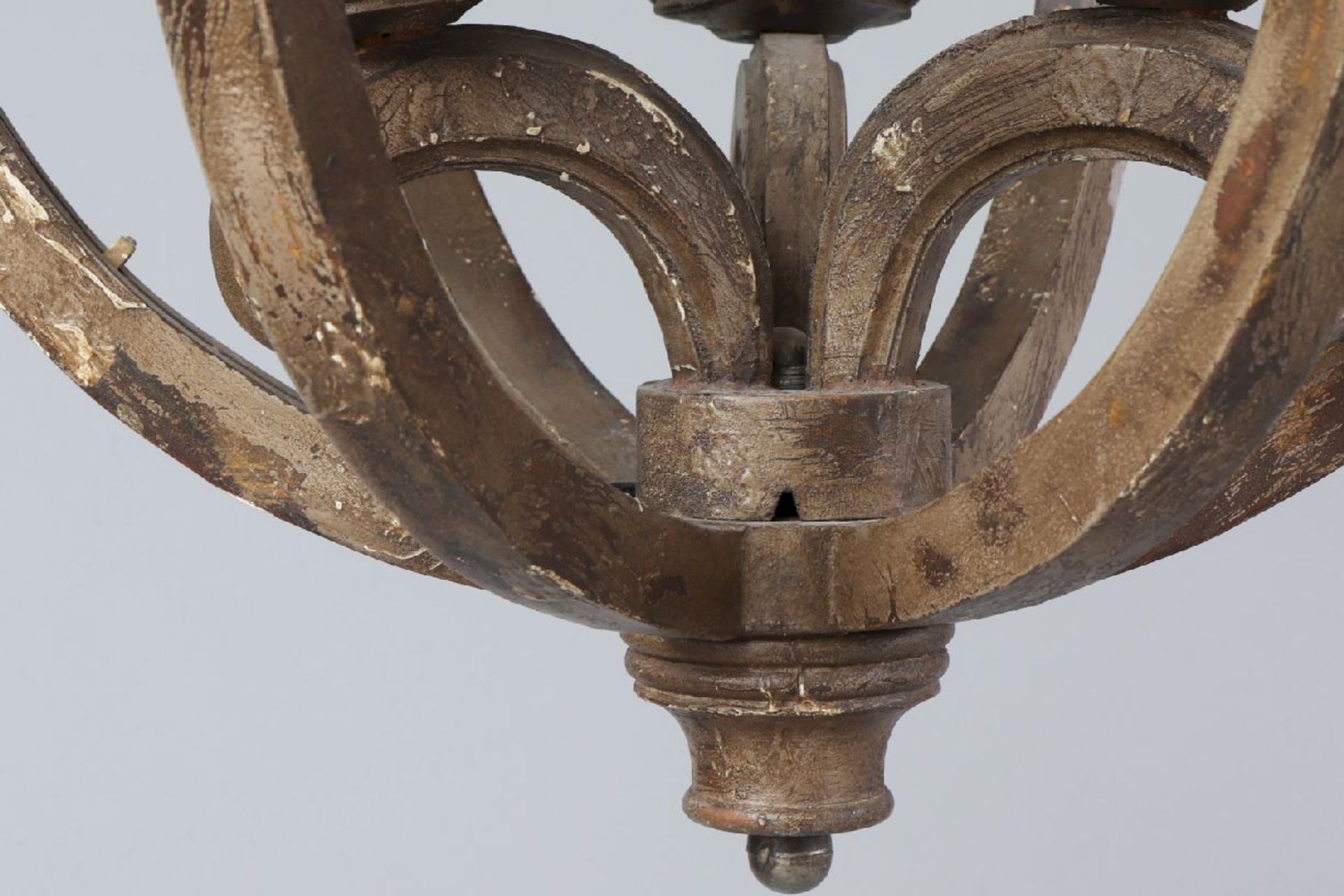 Laterne/Deckenlampekugelförmiger, verstrebter Rahmen/Holz-Gestell, patiniert, im Inneren 3 - Image 4 of 4