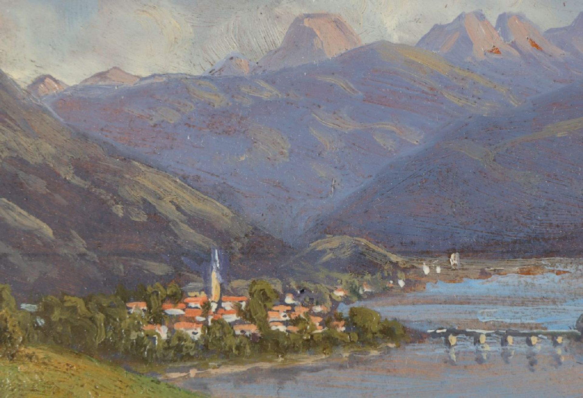 STEPHANIE VON STRECHINE (1858 Odessa - 1940 Bad Tölz)Öl auf Pappe, ¨Blick auf Bad Tölz¨, unten - Image 4 of 4