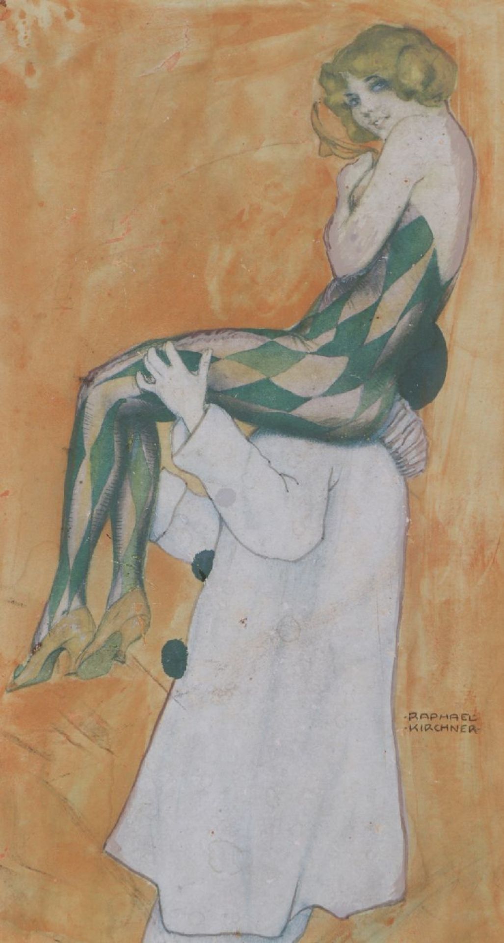 RAPHAEL KIRCHNER (1875 Wien - 1917 New York)Farb-Druck ¨Jugendstil-Darstellung eines Pierrots, - Bild 3 aus 4