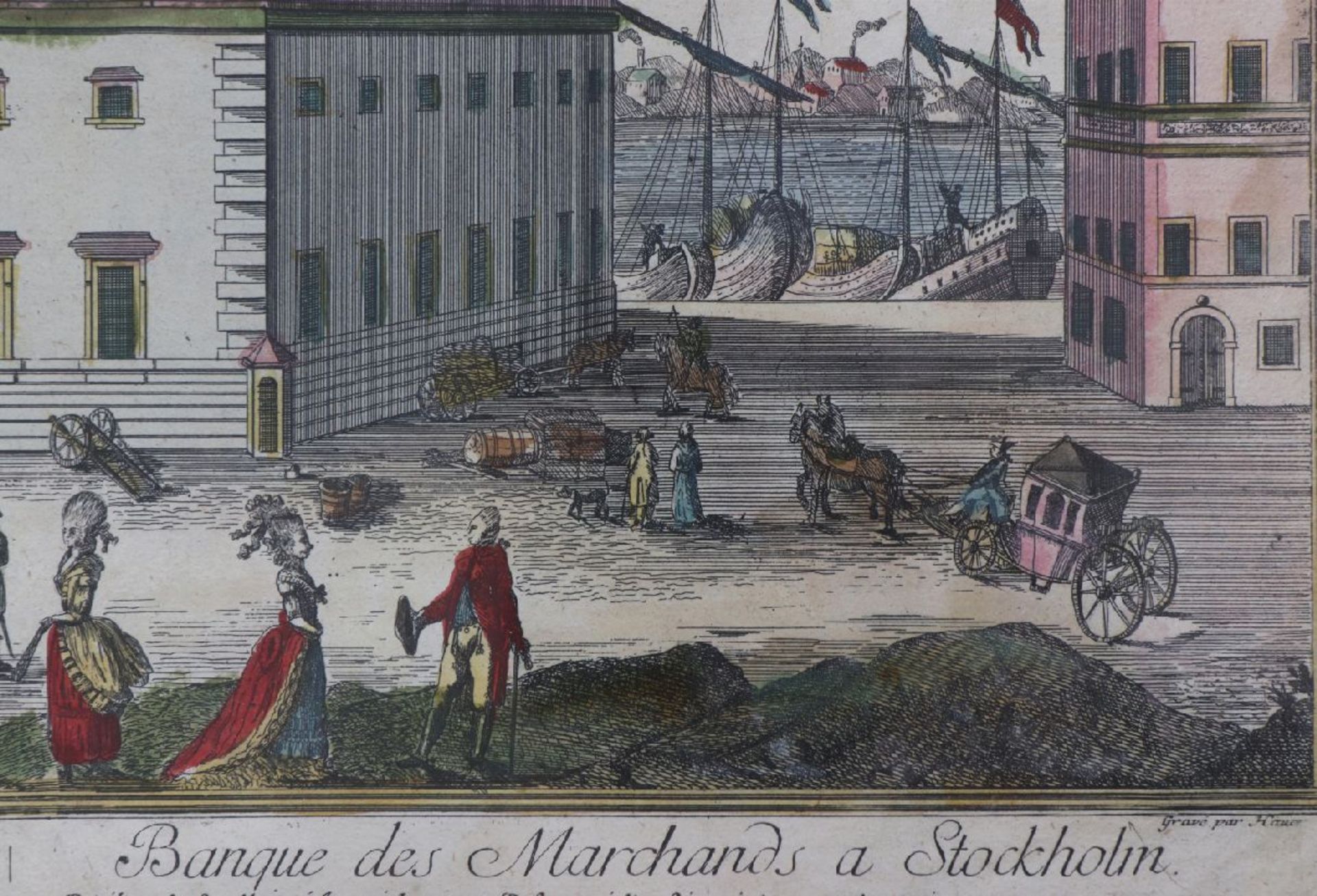 4 Guckkastenbilder des 18. Jahrhunderts ¨Stockholm¨aus ¨Collection des Prospects¨, u.a. colorierte - Bild 4 aus 5