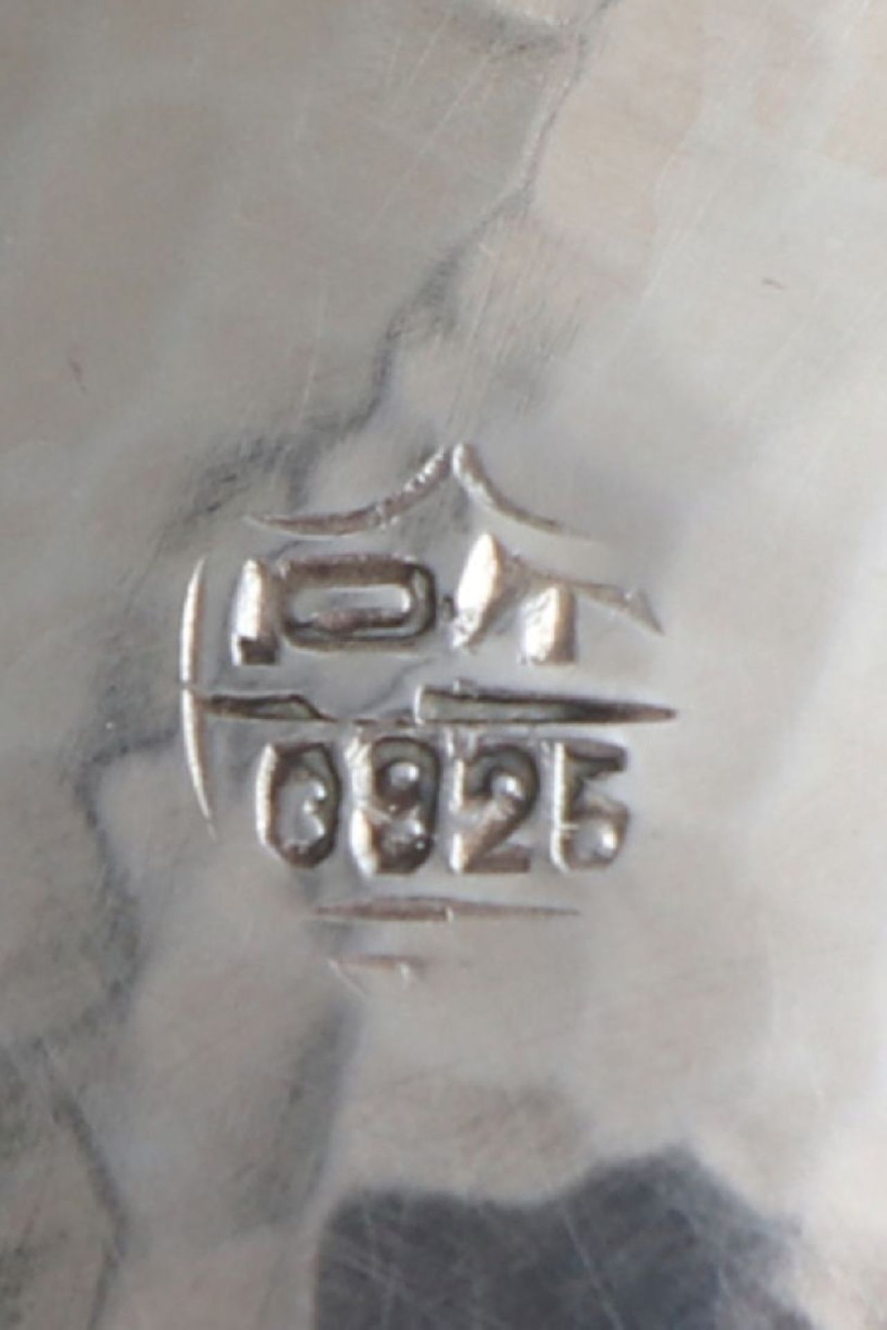Silber Anbietschälchen925er (Sterling) Silber, handgehämmerte, ovale Muschelform auf 4 blattförmigen - Image 5 of 5