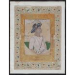 Indische Temperamalerei des 18. Jahrhunderts ¨Tipu Sultan¨Profil-Porträt des südindischen Herrschers