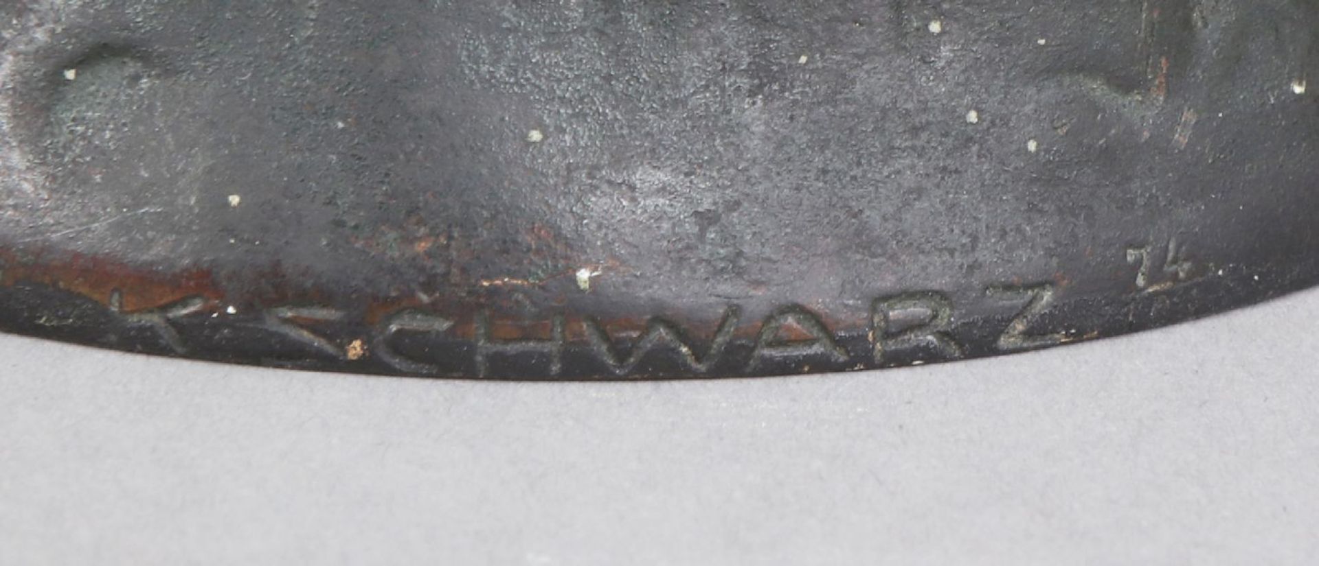 Jugendstil Bronze Vasengefäßam Sockel signiert ¨K. Schwarz¨, tropfenförmiges Gefäß mit - Image 6 of 7