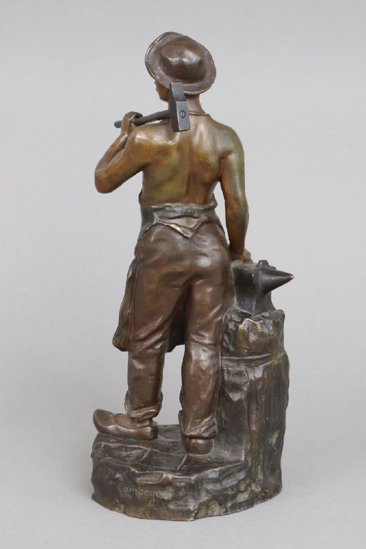 GABOGE (italienischer Bildhauer des 19./20. Jhdts.), Bronzefigur ¨Schmied¨ - Image 2 of 5